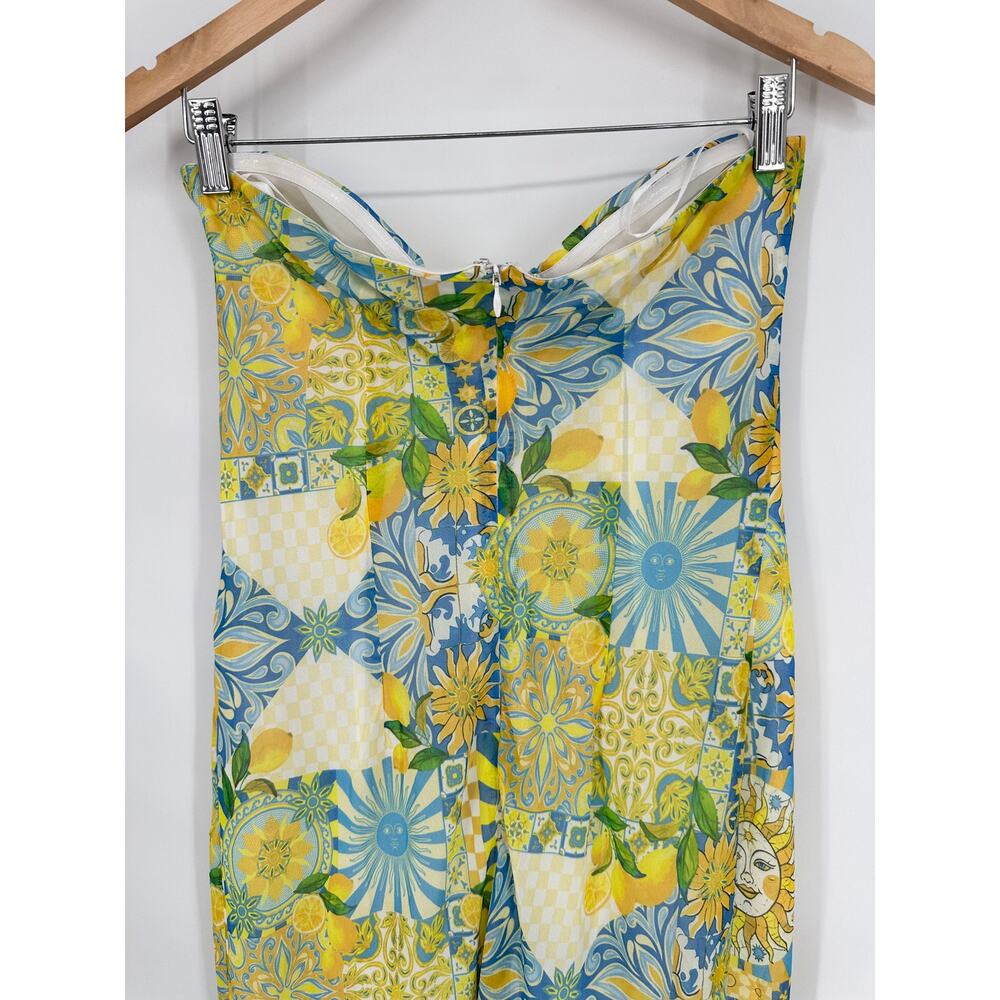 REVOLVE Strapless Floral Cutout Maxi Dress in Yellow & Blue - Picture 10 of 11